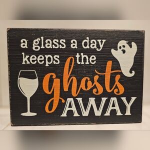 Halloween Ghost Themed Wood Wall Sign